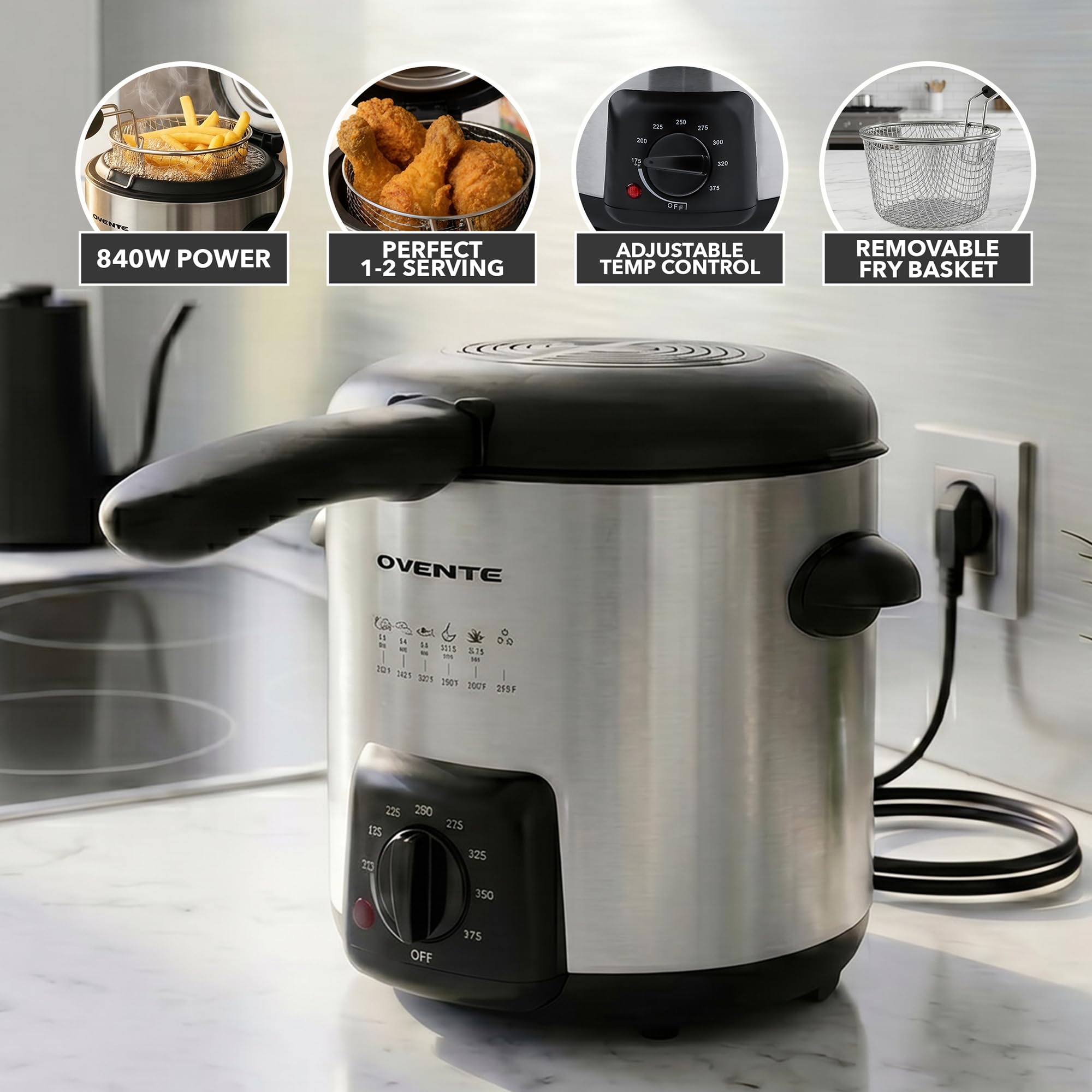 Amazon.com: OVENTE Electric Deep Fryer, 0.9L Capacity, 840W